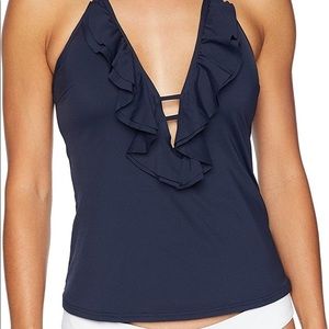 Michael Michael Kors Solids Ruffle Deep V Tankini